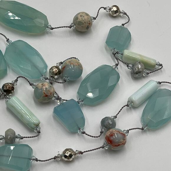 Margo Morrison Silverite, opal, chalcedony, Aqua terra jasper, jasper Necklace - Picture 7 of 8